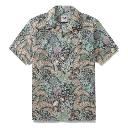 1950s Vintage Hawaiian Shirt For Men Lush Greenery Shirt Camp Collar 100% Cotton