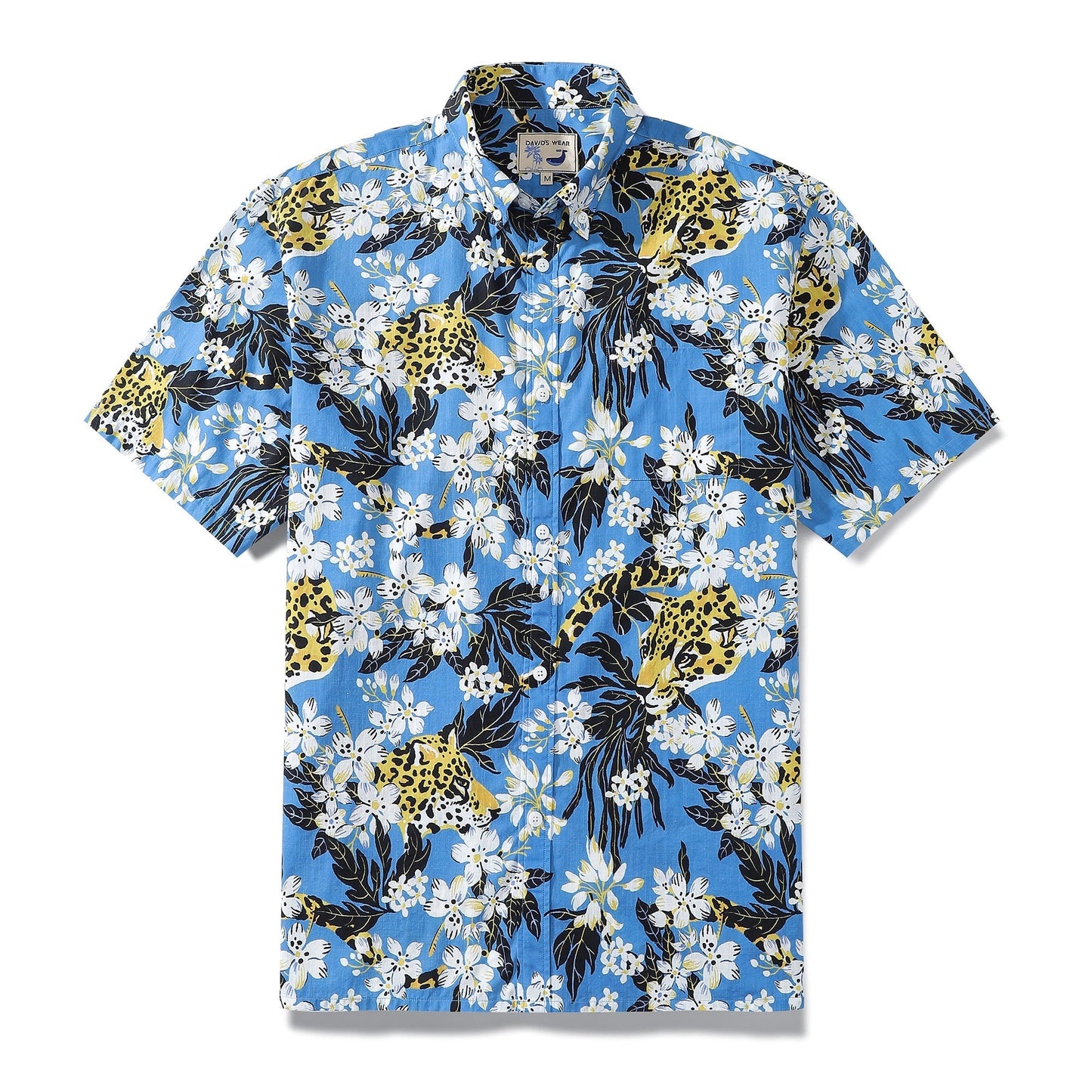 1930s Vintage Hawaiian Shirt For Men Flower Tree and Leopard Print Short Sleeve Cotton Button Down