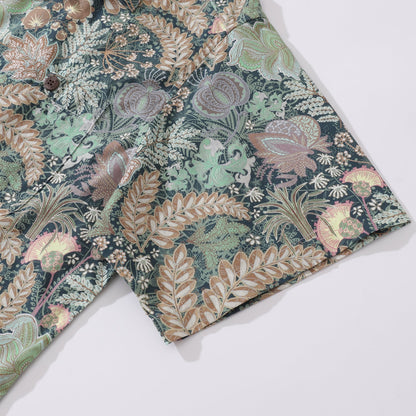 1950s Vintage Hawaiian Shirt For Men Lush Greenery Shirt Camp Collar 100% Cotton